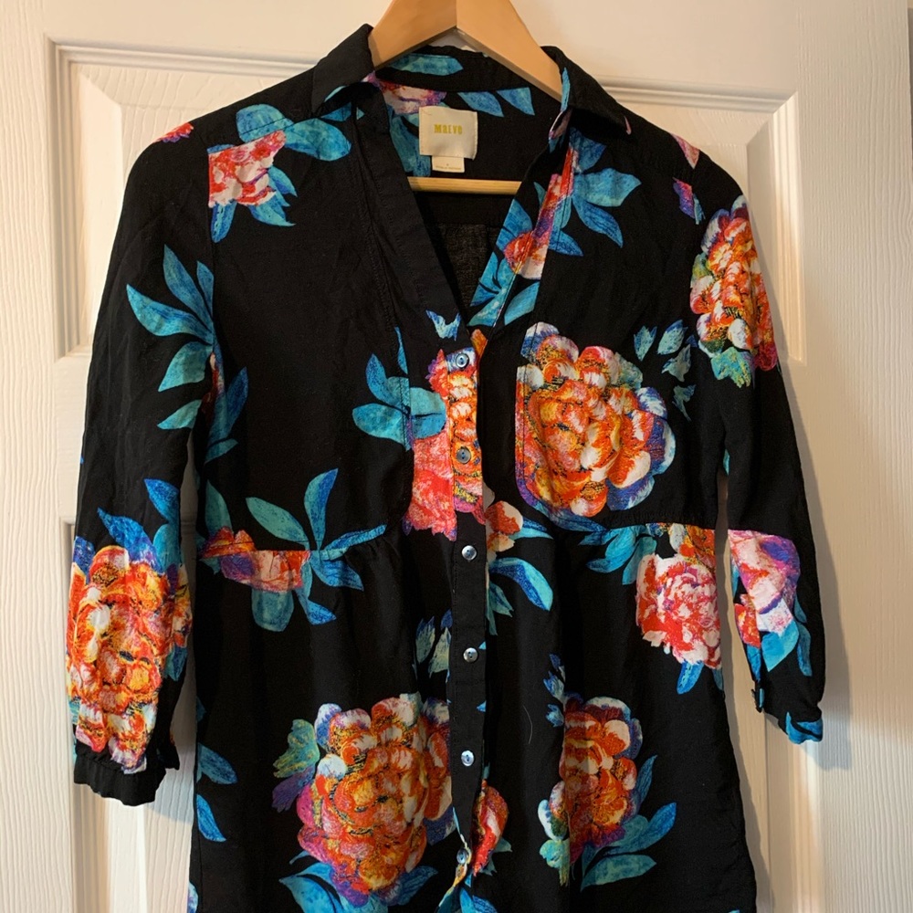Anthropologie Maeve button up floral top